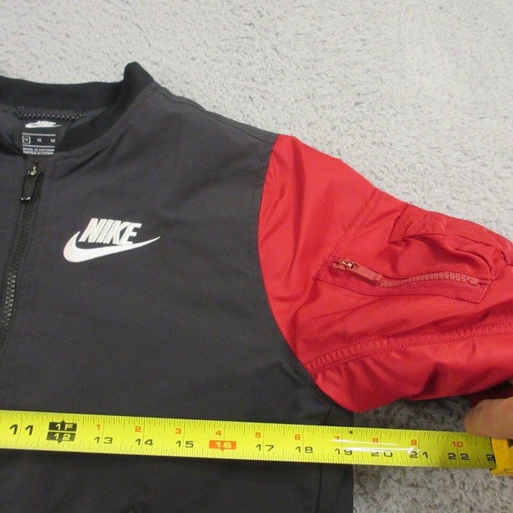 Nike Boys Aviator Bomber Jacket size XL nylon Pilot Flyers Black Red Big Kids - Picture 8 of 10
